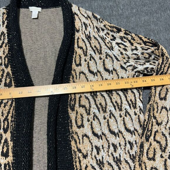 Chicos Leopard Print Long Cardigan Sweater Size‎ 3 Black Gold Cream - Picture 7 of 8